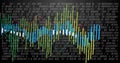 Image of financial data processing and binary coding over black background Royalty Free Stock Photo