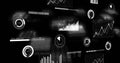 Image of financial data processing and binary coding over black background Royalty Free Stock Photo