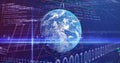 Image of financial data processing and binary coding over globe Royalty Free Stock Photo