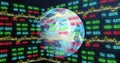 Finance and business data over earth. Royalty Free Stock Photo