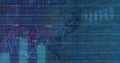 Image of financial data processing over binary coding Royalty Free Stock Photo