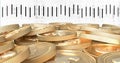 Image of financial data processing over euro coins on white background Royalty Free Stock Photo