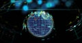Image of financial data processing over globe on black background Royalty Free Stock Photo