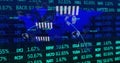 Image of financial data processing over globe and world map Royalty Free Stock Photo