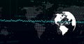 Image of financial data processing over globe and world map Royalty Free Stock Photo