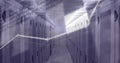 Image of financial data processing over server room Royalty Free Stock Photo
