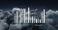 Image of financial data processing over sky with clouds Royalty Free Stock Photo