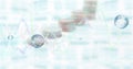 Image of financial data processing over stacks of coins Royalty Free Stock Photo
