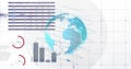 Image of financial data processing and statistics over globe Royalty Free Stock Photo
