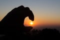 image of finger sun and morning sky .