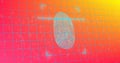 Image of fingerprint and letters over orange background