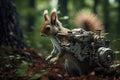 Finlayson\'s squirrel an ectronic gundam robot technology in the forest. Wildlife Animals. Generative AI. Illustration