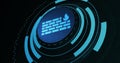 Image of firewall in processing circle on black background