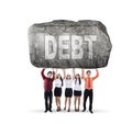 Five business people holding debt word Royalty Free Stock Photo