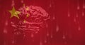 Image of flag of china and binary coding data processing over human brain Royalty Free Stock Photo
