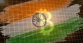 Image of flag of india and bitcoin symbol glowing