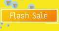 Image of Flash sale text on orange banner against multiple shopping cart icons on yellow background Royalty Free Stock Photo
