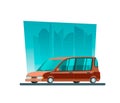 Image in a flat style with a city car on a background Royalty Free Stock Photo