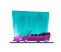 Image in a flat style with a city car Royalty Free Stock Photo