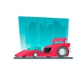 Image in a flat style with a city car on a background Royalty Free Stock Photo