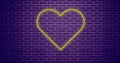 Image of flickering heart social media icon on purple brick wall