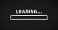 Image of flickering loading and complete text and bar on black background