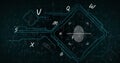 Image of floating letters over fingerprint icon on black background