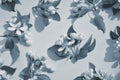 The image of flowers in shades of blue, monochrome. Flower pattern