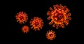 Image of Flu COVID-19 virus cell under the microscope on the blood.Coronavirus Covid-19 outbreak influenza background. 3D Render