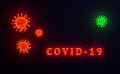 Image of Flu COVID-19 virus cell under the microscope on the blood.Coronavirus Covid-19 outbreak influenza background. 3D Render Royalty Free Stock Photo