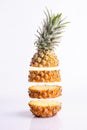 Image of Flying Fresh Ripe Pineapple Slices Royalty Free Stock Photo