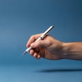 The image focuses on the hand and pen with no other elements visible Royalty Free Stock Photo