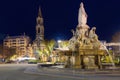 Image of Fontaine Pradier in Nimes at night illuminated
