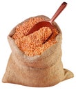 SACK OF RED SPLIT LENTILS CUT OUT