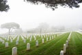 Fort Rosecrans National Cemetery on a foggy day