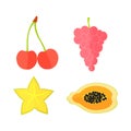 Image of Four Flat Fruits with Texture