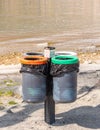 Image of four round bins in the public Royalty Free Stock Photo