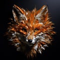 Image of a fox face that is intricately crafted in three dimensions. Wildlife Animals. Illustration, Generative AI