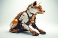 Image of a fox modified into an electronics robot on a white background. Wildlife Animals. Illustration, Generative AI