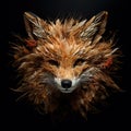 An image of a fox\'s face carefully crafted from dried grass. Wildlife Animals. Illustration, Generative AI