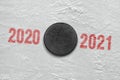 Image of a fragment of a hockey arena and a puck