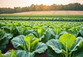 An image of fresh collard greens in the field. Royalty Free Stock Photo