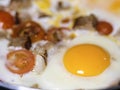 fried eggs close up Royalty Free Stock Photo