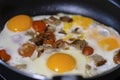 Fried eggs close up Royalty Free Stock Photo