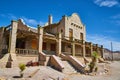 Front of abandoned train station in ghost town of Rhyolite Royalty Free Stock Photo