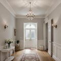 Front door with entrance hall of house Royalty Free Stock Photo