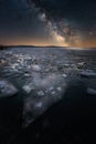 Frozen lake under the stars Royalty Free Stock Photo