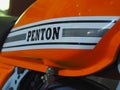 Image of the fuel tank of a Penton motorcycle. Royalty Free Stock Photo