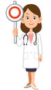 Full body of female doctor suggesting correct answer