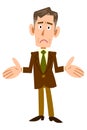 Full-body illustration of a disappointed senior businessman